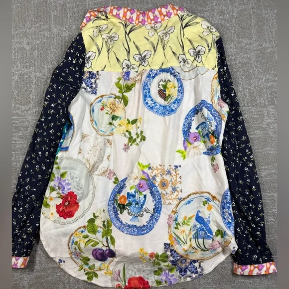 Maeve x Anthropologie Paz Contrast Button Down Shirt Blouse Women Size Large - Picture 7 of 7